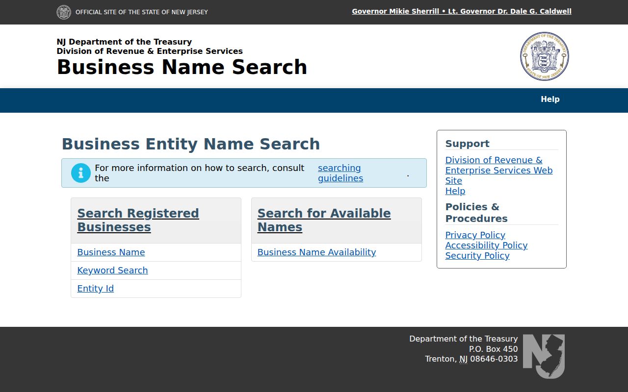 Glassboro residents directory view of New Jersey business-name search