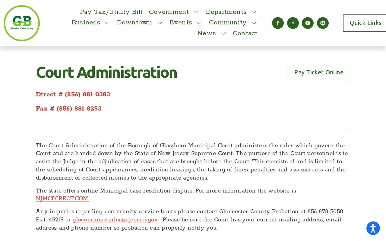 Glassboro residents directory court administration record route