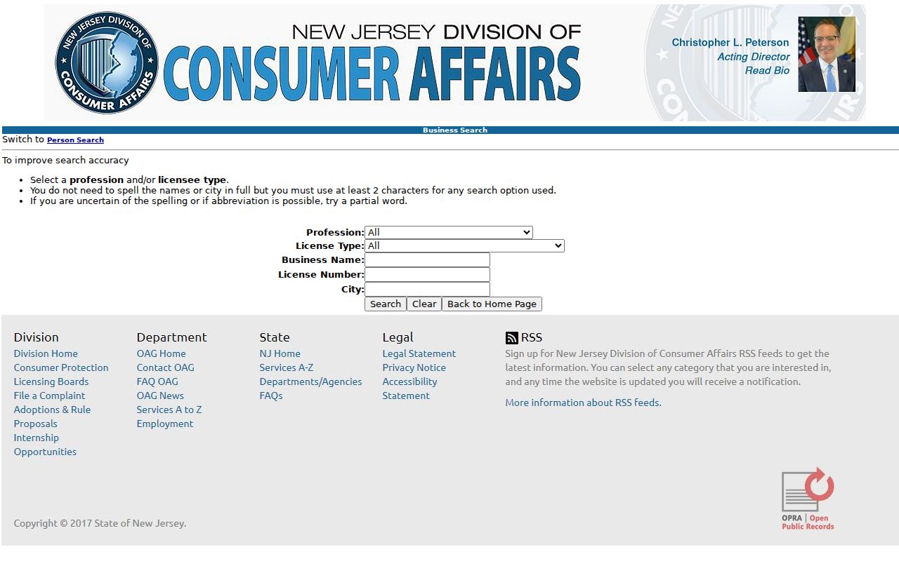 Glassboro neighbors New Jersey business license verification search