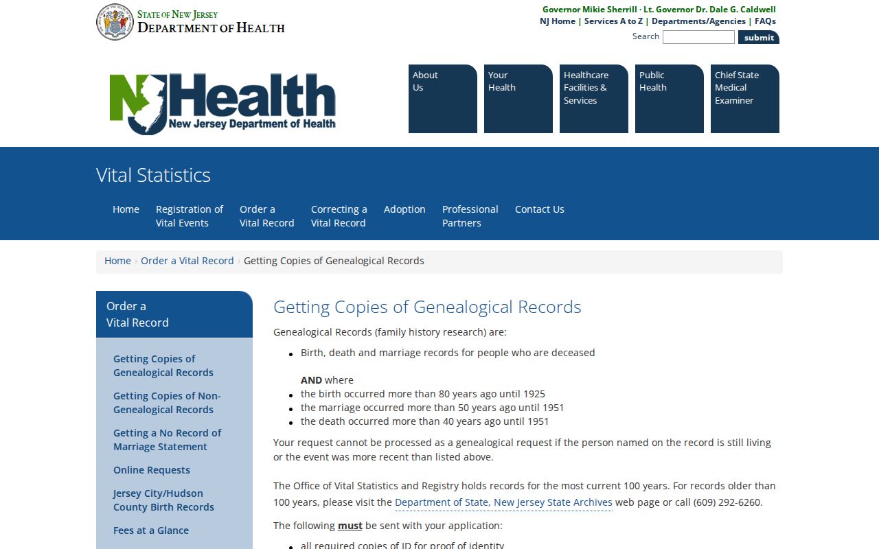 Glassboro resident lookup genealogical vital records instructions